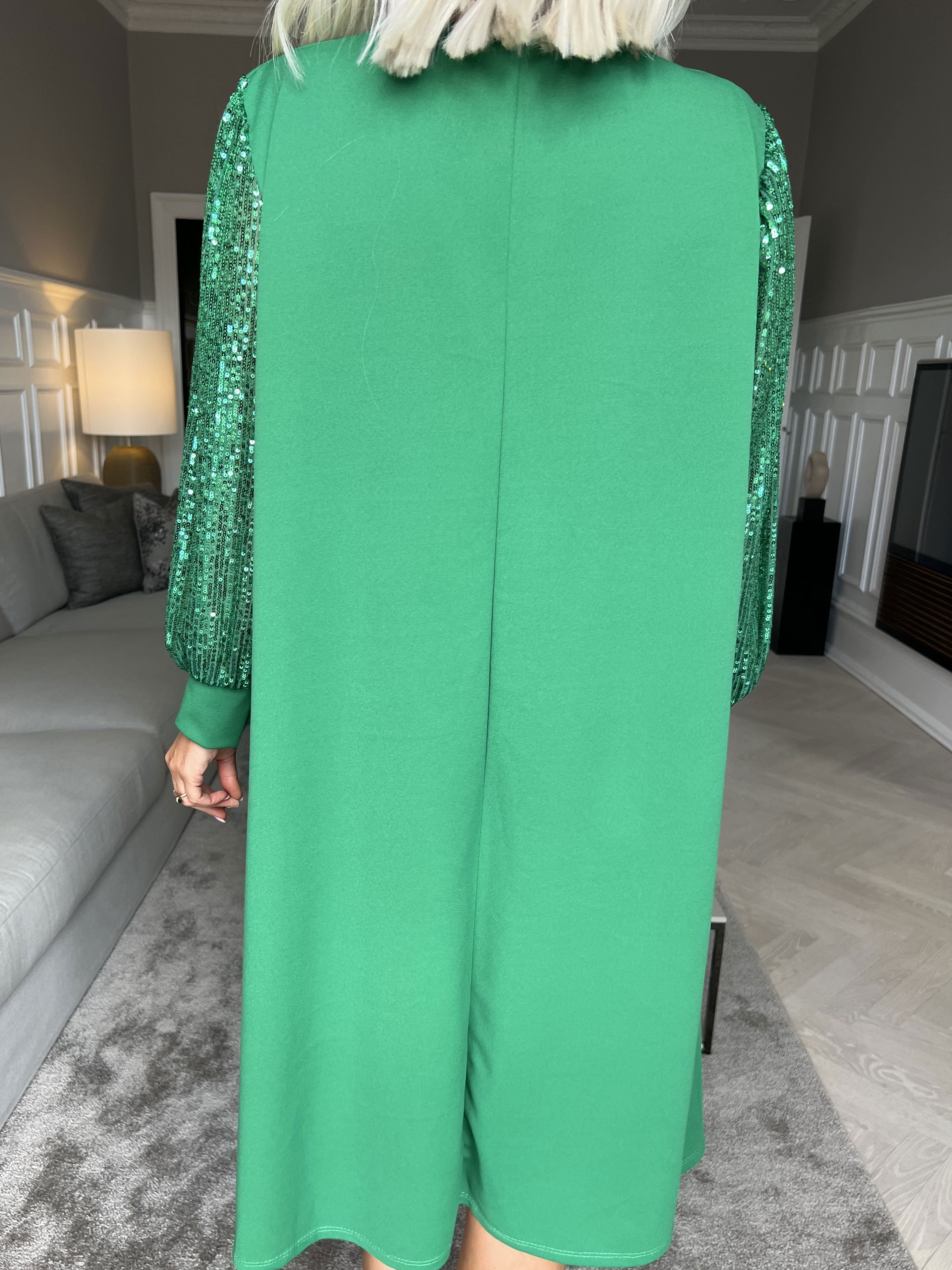 Djamila - Smuk kjole med paillet ærmer